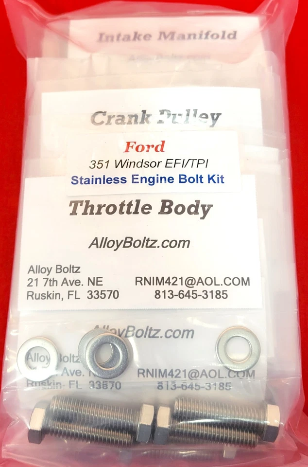 SBF FORD ENGINE BOLTS KIT 351W 351 WINDSOR TPI EFI STAINLESS STEEL HEX SCREW SET - Image 3 of 4