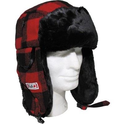 FOX Outdoor Holzfällermütze rot schwarz Wintermütze Pelzmütze Fellmütze Tschapka
