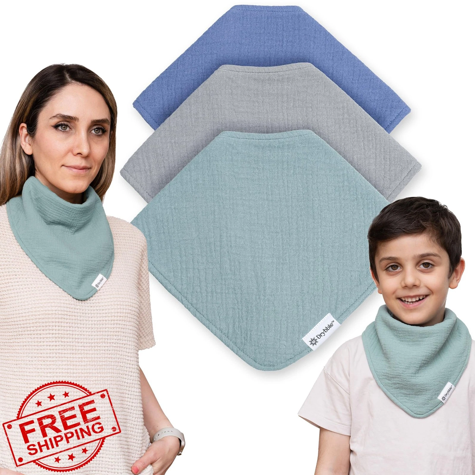 Drybble Bandana Bibs with 3 Waterproof Lining Organic Cotton Drool Bibs for A...