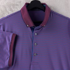 Greyson Polo Shirt Mens Size Large Purple Stripe Performance Golf