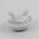 Vintage  Miniature Westmoreland  Milk  Glass Hen On A Nest Salt Cellar