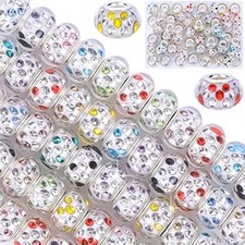30 lucky beads - pearls, glass rhinestones, amber; large hole spacer b