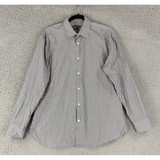 John Varvatos Shirt Mens 16 32/33 Gray Striped Slim Fit Button Up Long Sleeve L
