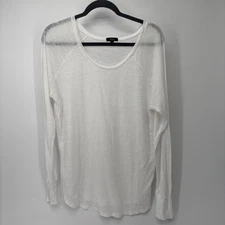 RAILS Linen Tencel Shirt Womens Large White Scoop Neck Raglan Long Sleeves