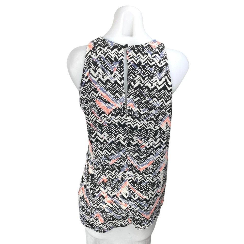 Camiseta sin mangas túnica abertura camisola chevron negra multicolor Aqua talla S Foto 2 de 3