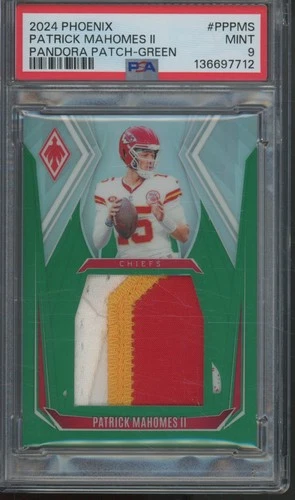 2024 Panini Phoenix Pandora Patch Green Patrick Mahomes II /25 Patch Mint PSA 9