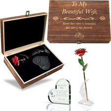 Valentines Day for Wife Engraved Wooden Gift Set 'To My Beautiful Wife' Includes