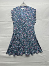 Apricot Women Floral Shirt Dress Size 14 Cap Sleeve Elastic Waist Pockets