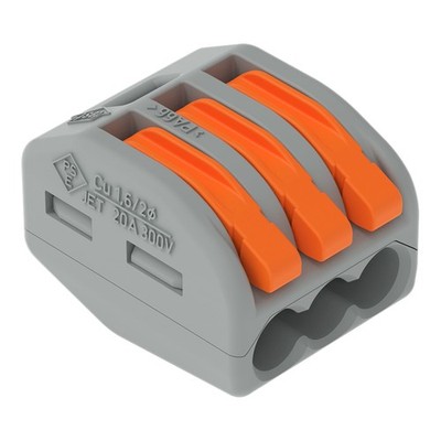WAGO 222-413 Verbindungsklemme 3-Leiter 0,08-2,5mm² grau 50 Stück