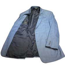 Jos. A. Banks Men's Traveler Blazer Tailored Fit Wool Men's Sz 42L Blue Plaid