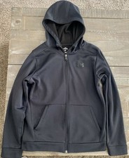 Under Armour Youth Size Large Black Full Zip Hoodie Logo Jacket