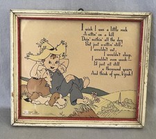 Westie Buzza Motto Print Signed Framed Farm Country Boy & Dog 6 5/8" Vintage