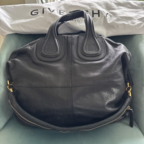 Authentic Givenchy Large Black Nightingale Satchel Lambskin With Dustbag