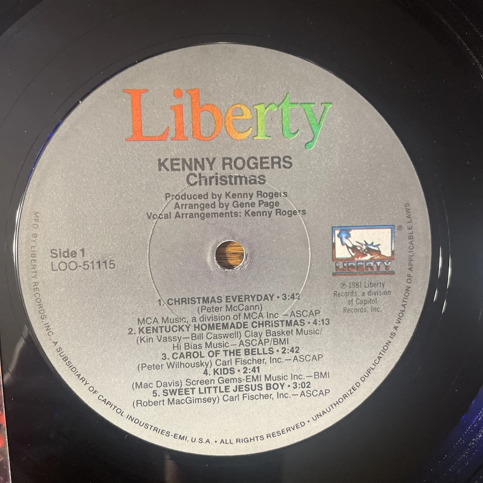 Kenny Rogers Christmas LP Liberty + Inner M-!!!! Foto 3 de 4