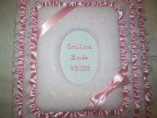 BABY GIRL - PINK EYELET Personalized Fabric Photo Album / Scrapbook - HANDMADE