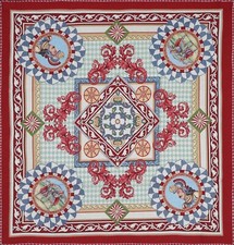 Centrotavola Quadrato Gobelin Jacquard Tema Stile Siciliano Lampedusa 100x100Cm