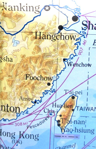 U.S. ARMY PACIFIC ORIENTATION MAP WITH CHINA & TAIWAN IN EYE-POPPING COLOR!