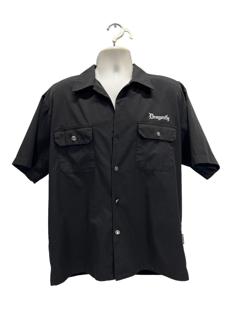 Dragonfly Clothing Co Mens L Button Down Shirt Skull