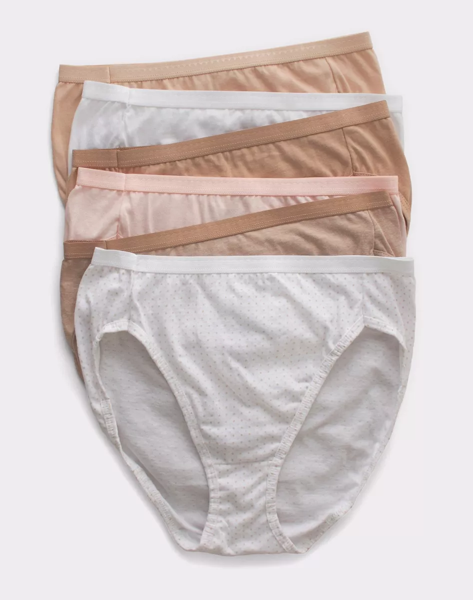 Hanes 6-Pack Hi-Cut Panties Cotton Womens Underwear Ultimate Breathable  Light