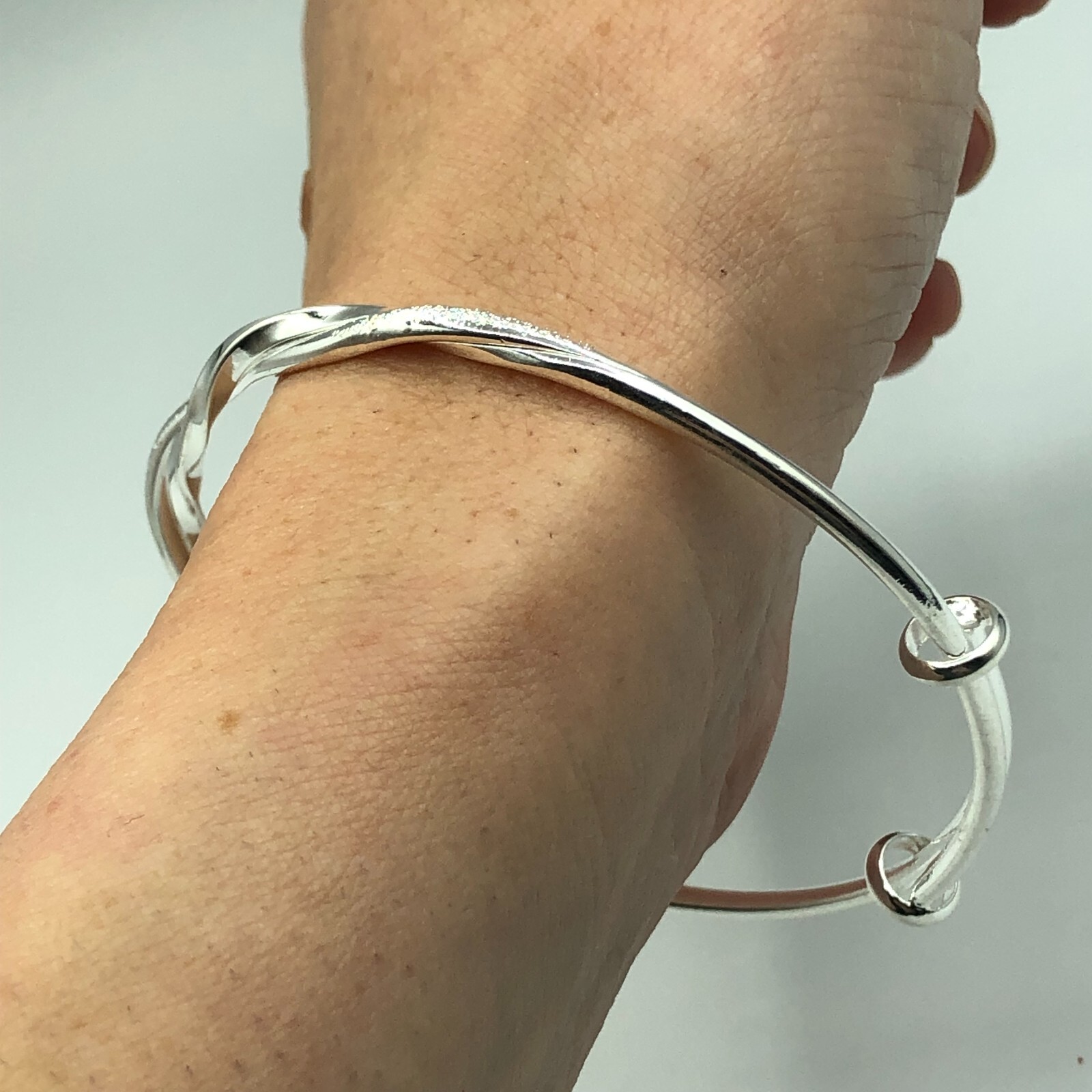 Bangle Silver Tone Twist Adjustable Festival Part… - image 4