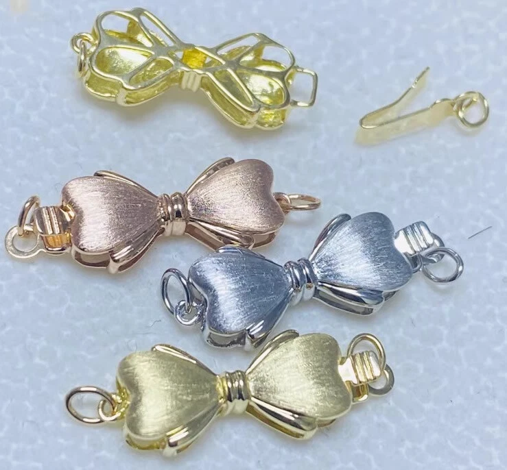 Pure AU750 18K Solid Gold Bow Clasp For Bracelet Necklace Jewelry DIY Findings - Image 2 of 4