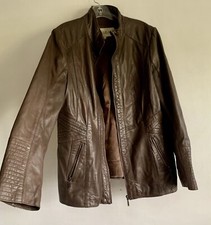 Lakeland Brown Long Sleeve Real Leather   Jacket Size:16  Classic Timeless