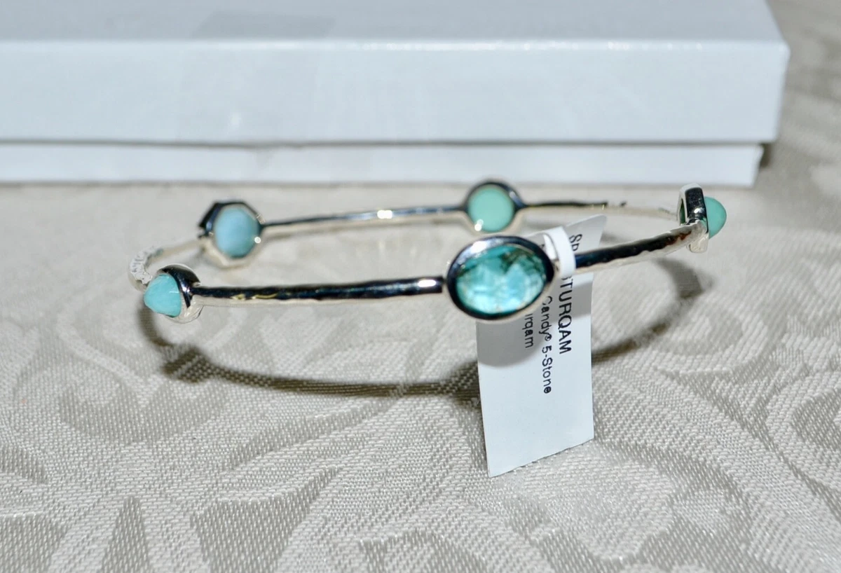 NWT 595 IPPOLITA Rock Candy 5 Stone Bangle Blue Turquam Sterling
