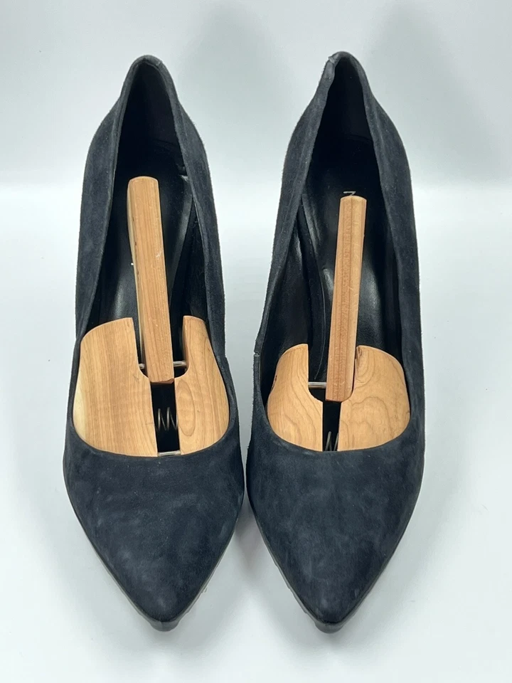 Tacones de aguja de gamuza negros Nine West talla 11M para mujer con banda de rodadura antideslizante ¡NUEVOS CON CAJA! Foto 4 de 4