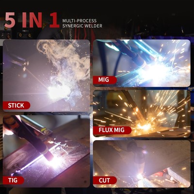Plasma Cutter Welder Gas MIG/Gasless MIG/Lift TIG/Stick/CUT 5 In 1 Welding Machi
