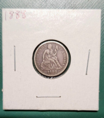 1888 Seated Liberty Dime - Higher Grade - Full LIBERTY - Well Patinaed