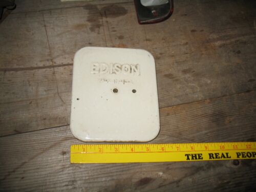 VINTAGE RAILROAD GLASS BATTERY PORCELAIN LID TOP EDISON 6 3/4 x 5 3/4 MIDLAND MI