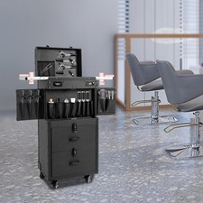 Salon Cart Trolley 2 Storage Trays Locking Wheels Storage Rolling Makeup Case
