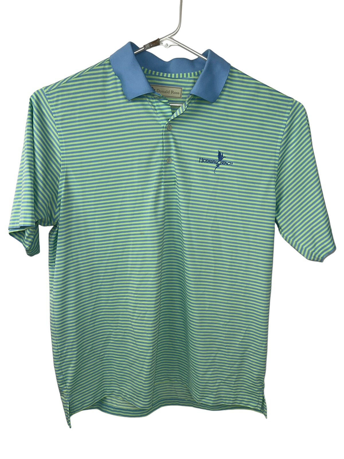 Donald Ross Men Large Polo Golf Shirt Stripes Green B… Gem