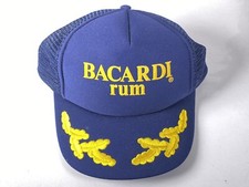 Near Mint Vtg 80s Bacardi Rum Trucker Snapback Cap Medium Large Blue Hat