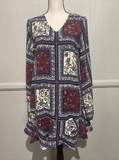 Lulus EUC Women’s Multicolor Floral Dress Keyhole Back LS Size S 36x33” C11/4
