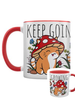 Keep Going Keep Growing Pilz Katze rot innen 2-farbig Becher