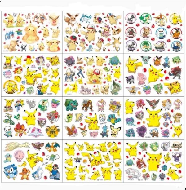 New Pokemon Temporary Tattoos - 12 Sheets  ~ Party Favors, Kids Birthday