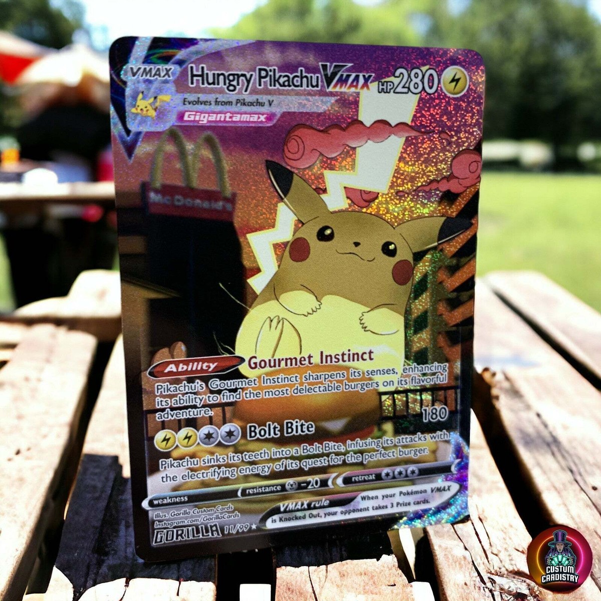 Hungry Pikachu Vmax - Full Art Holo Single Trading Card Cosplay
