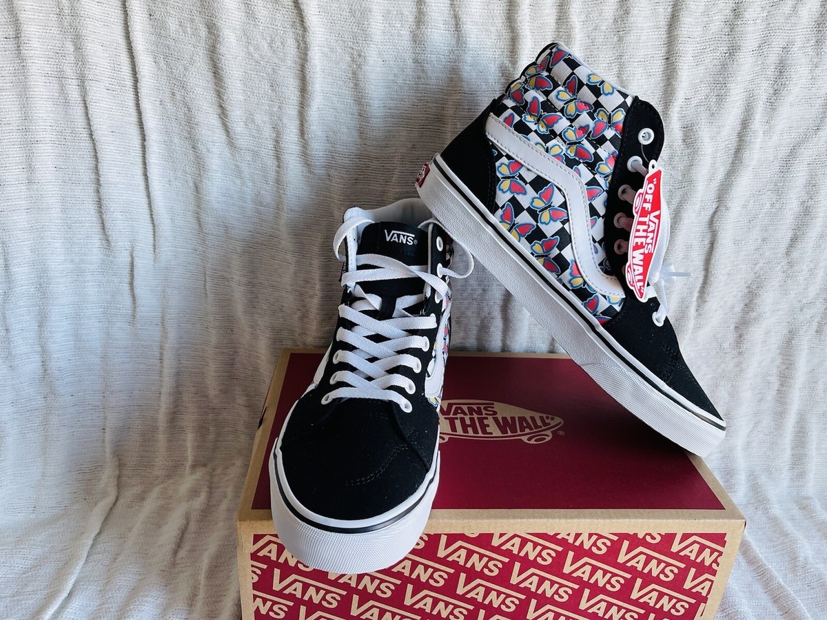 Vans スケハイ バタフライ チェッカーボード スニーカー US規格 NIB Vans Filmore Hi Butterfly Checkerboard Multi Sneakers