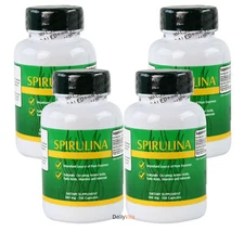 4 x Pure Spirulina 500 mg 100 Caps Green Food Total 400 Capsules