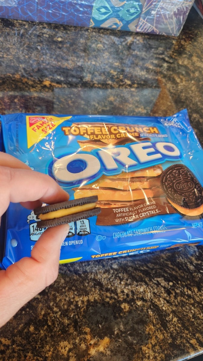 Oreo factory defect, toffee crunch, ONE SIDE FLIPPED, very