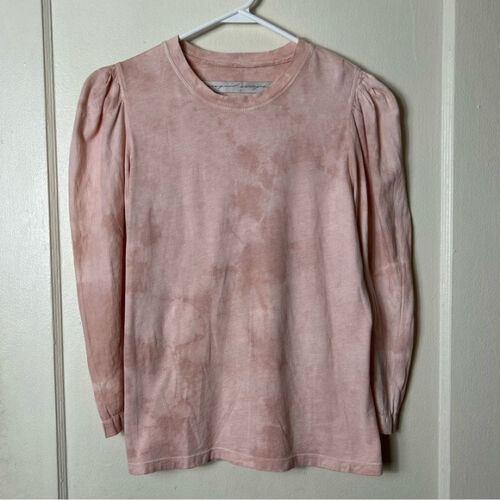 Raquel Allegra Rosa Tie Dye Abullonada Hombro Manga Top Mujer 2 S/M Hecho en EE. UU. - Imagen 2 de 9