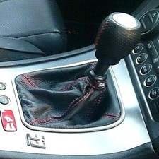 Schaltknauf Für ALFA ROMEO BRERA Echtes Schwarzes Leder + Rote Nähte