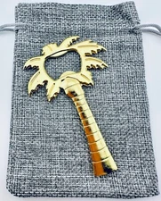 Solid Gold Tone Palm Tree Handheld 4" Beer Bottle Opener Tropical Barware