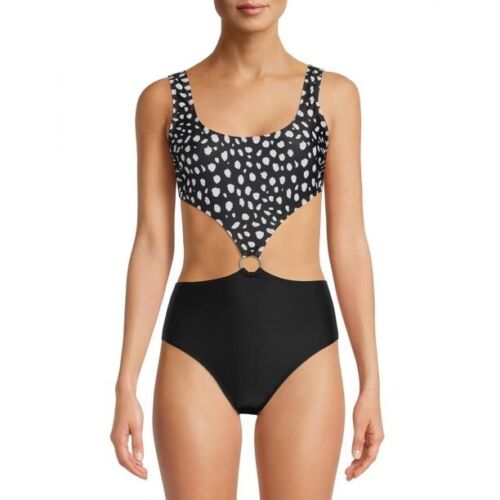 No Boundaries Monokini One Piece Juniors Swimsuit Black/White Size 2X (19-21)