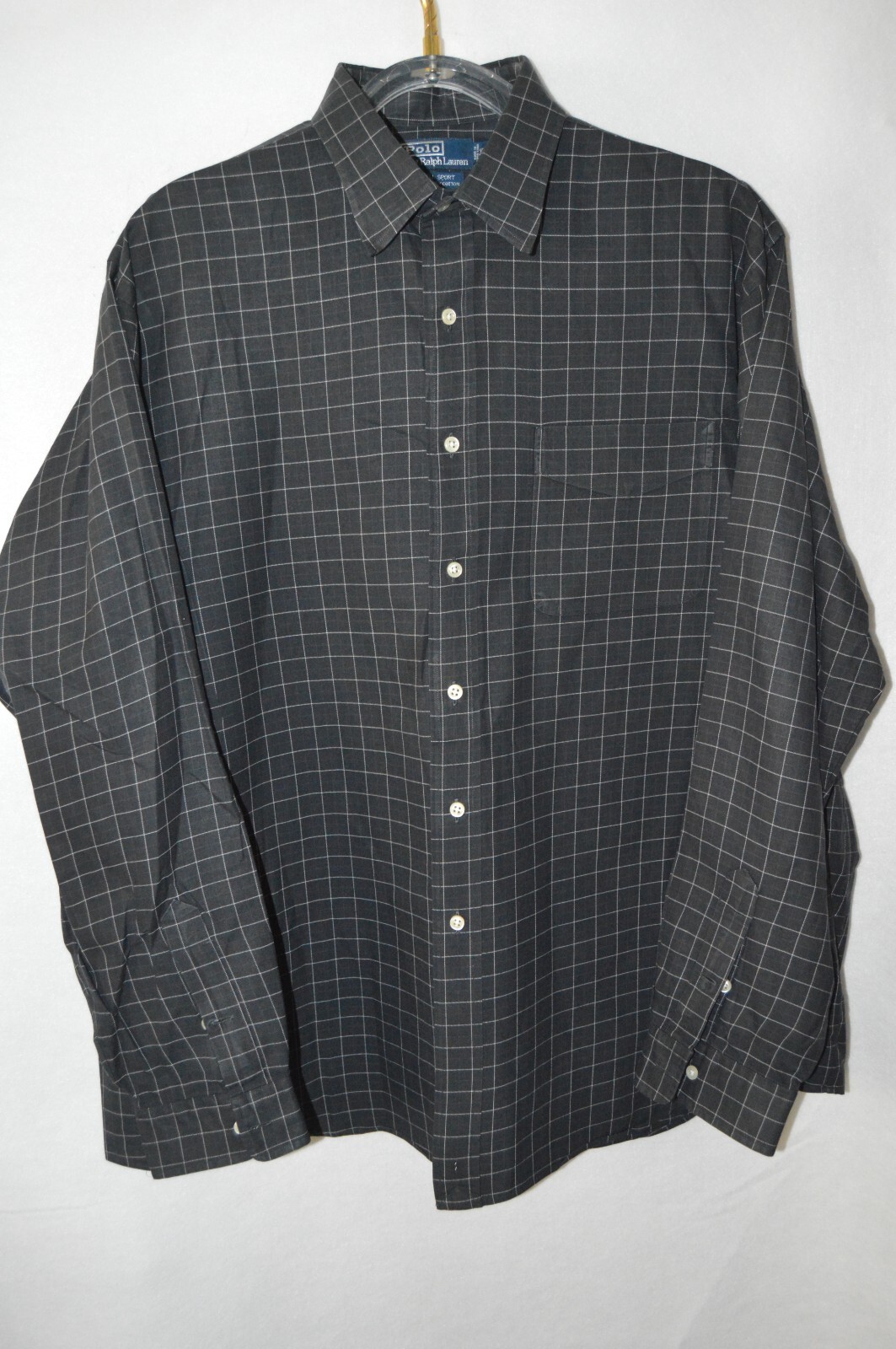 PONY POLO Ralph Lauren uomo L S Lowell camicia sportiva nera a quadri XXL cotone