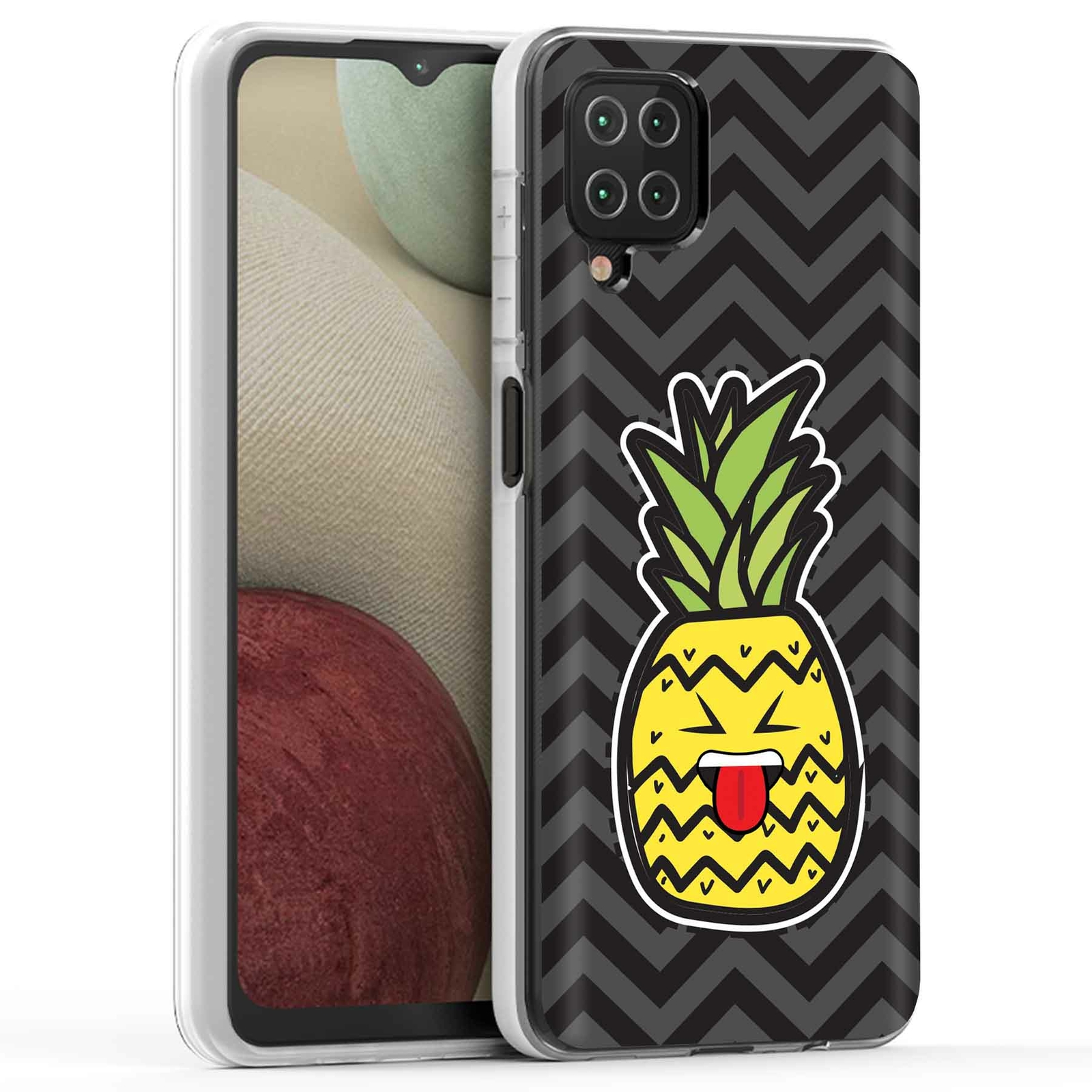 Pineapple Head Print Shockproof Phone Case for Samsung Galaxy A12 - USA Design-image