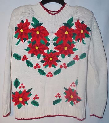 NUTCRACKER Holiday Winter Christmas UGLY Sweater POINSETTIA - EUC