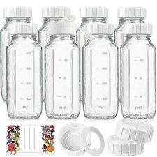 8 Pack 16 Oz Reusable Glass Milk Bottles W 100 Airtight Heavy Duty Screw Lid W