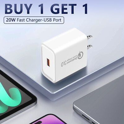 20W Fast USB Wall Charger Block Plug Adapter For Samsung A55 A53 A50 A35 A14 A13